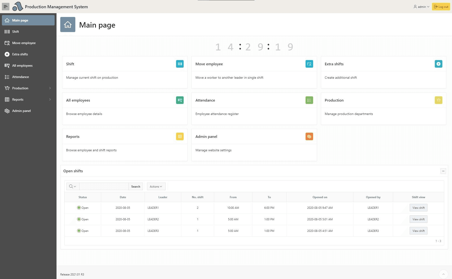 oracle apex dashboard production management system
